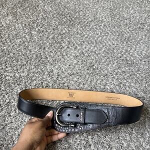 VTG WORTH COLLECTION Wide Waist Belt Black Brown Leather Snake Metallic S New